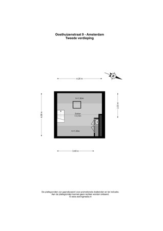 Plattegrond - Oosthuizenstraat 9, 1023 TW Amsterdam - Oosthuizenstraat 9 - Amsterdam - Tweede verdieping - 2D.jpg